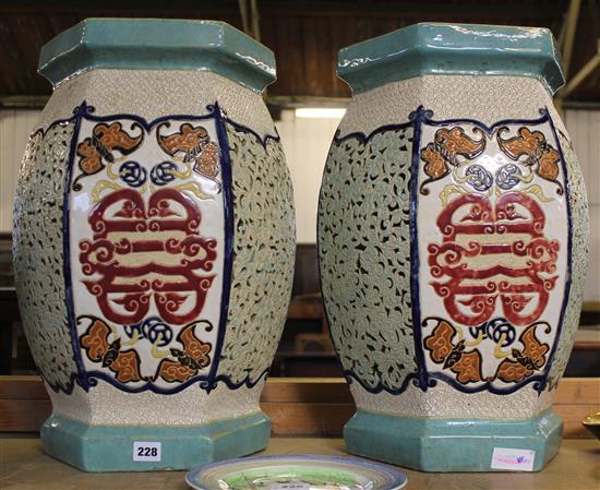 Pair  Chinese hexagonal seats